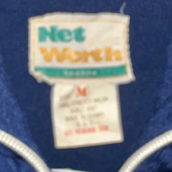 Vintage 1970s 80s Mens Net Worth Med Track Swim Jacket - Blue - Zip Front - Picture 2 of 3